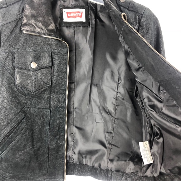 Levis Leather Biker Jacket Black Motorcycle Small - Picture 4 of 7